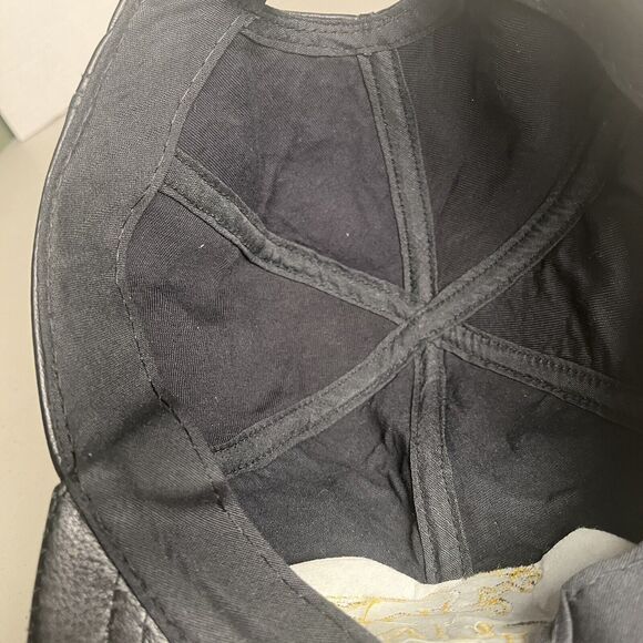 Jaguar Hat Baseball Cap Leather Adjustable Black Embroidered Yellow Logo Clean - Picture 11 of 12